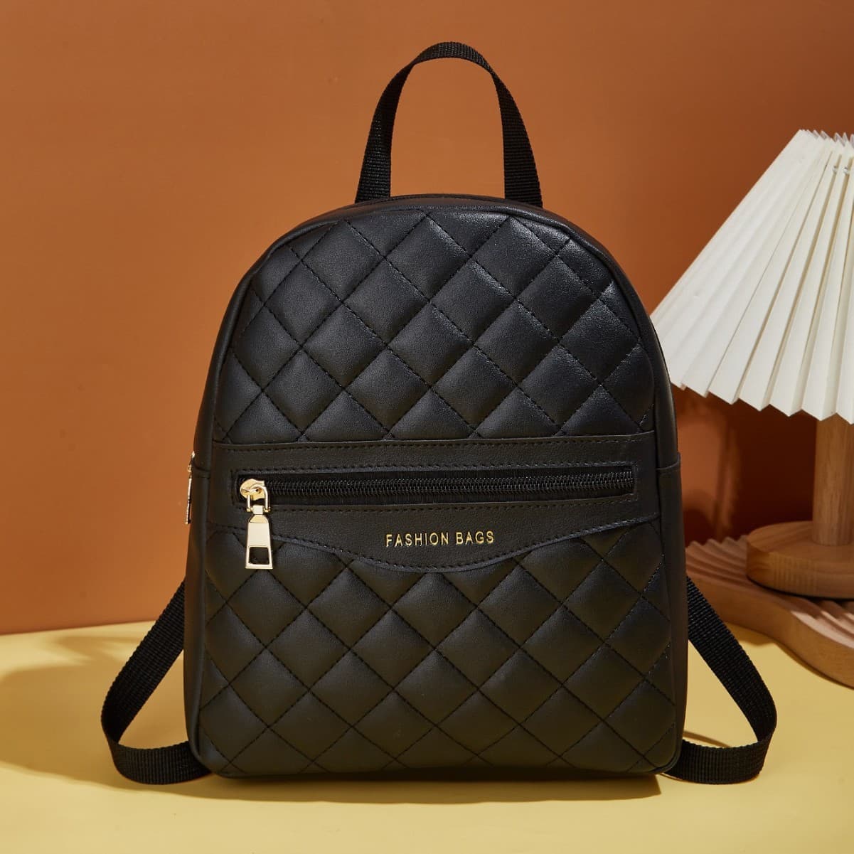 Korean Style 2025 Women's Fashion Backpack Autumn Winter Diamond Quilted Small Backpack New Printed Zipper Schoolbag Casual Bag