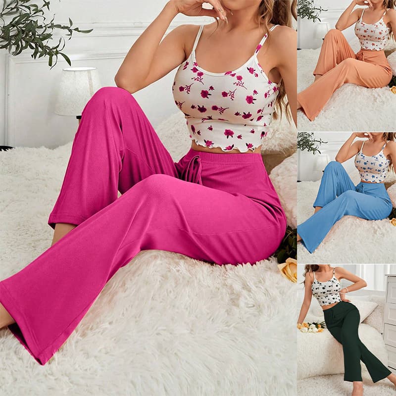 New TEMU Cross-Border Loungewear European and American Camisole Pants Casual Comfortable Women's Pajama Set Wearable Outside