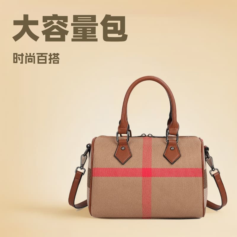Spring 2025 Large Capacity Pillow Handbag Women's Shoulder Crossbody Bag Boston Style Leather Bag with Zipper Closure Daily Use