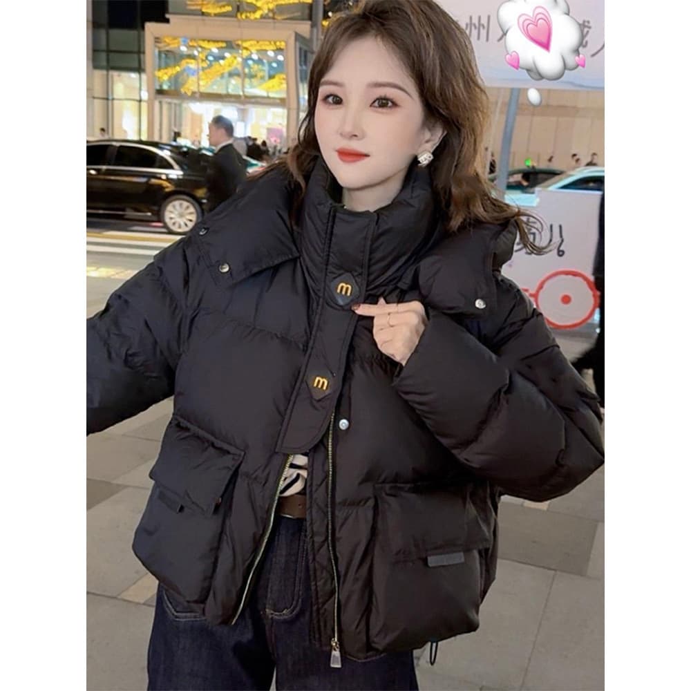 2025 Trendy Short Cotton Coat for Women, 2025 Winter New Casual Warm Puffer Jacket Thick Cotton Coat Bestseller