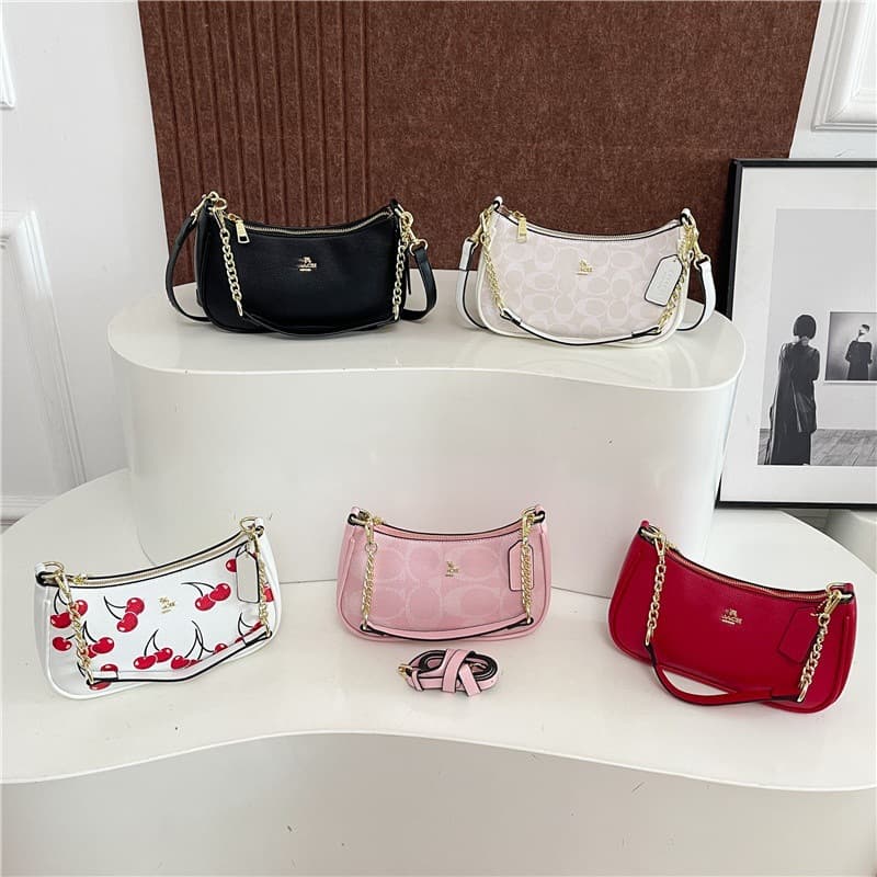 COACH Women's Handbag 2025 New Crossbody Cherry Underarm Bag European and American Classic Small Square Bag Shoulder and Handbag Fashion