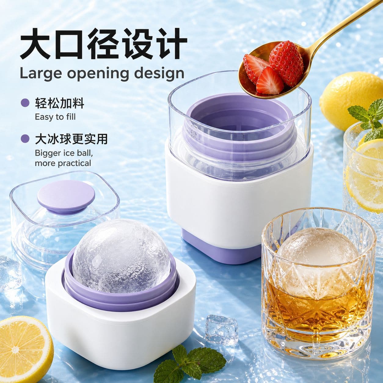 Press Type Round Ice Ball Mold Food Grade Silicone Ice Maker