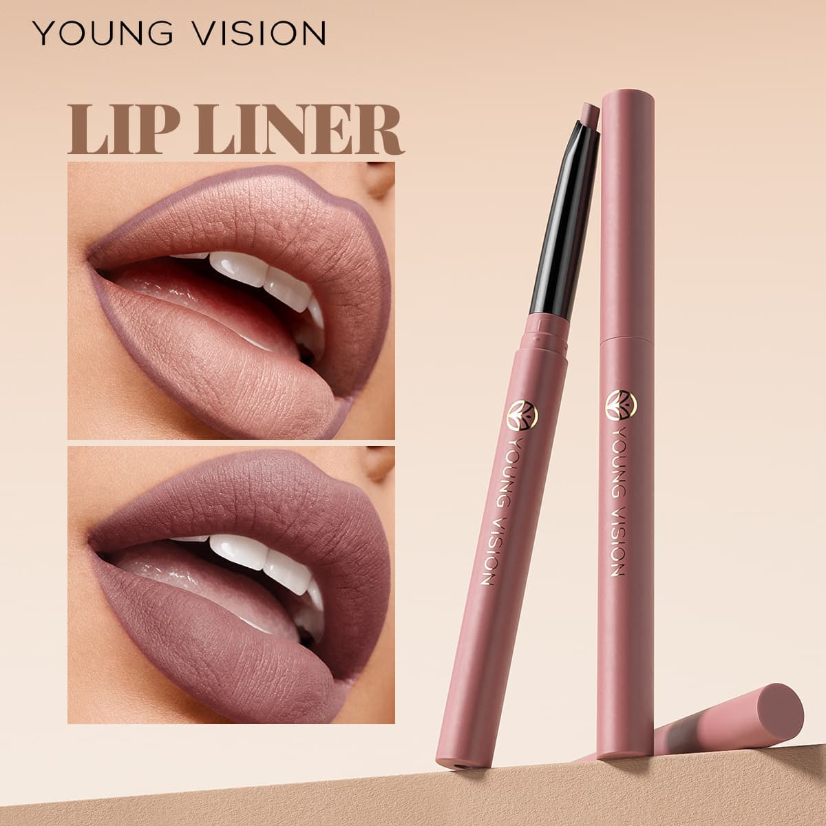 YOUNG VISION 8-Color Lip Liner Pencil, Matte Lipstick Retractable Lip Liner, European and American Makeup Cosmetics