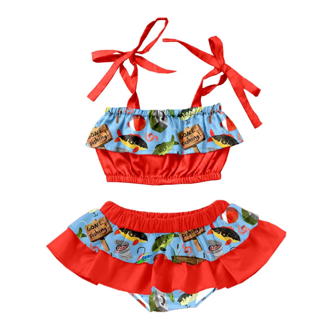 Cross-border wholesale custom summer girls' swimwear with digital printing process