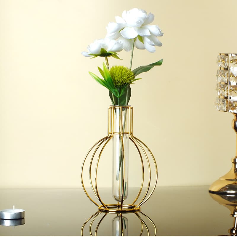 Trendy Metal Hydroponic Vase Handmade DIY Basketball-Shaped Flower Holder Decorative Ornament Modern Home Iron Art Vase