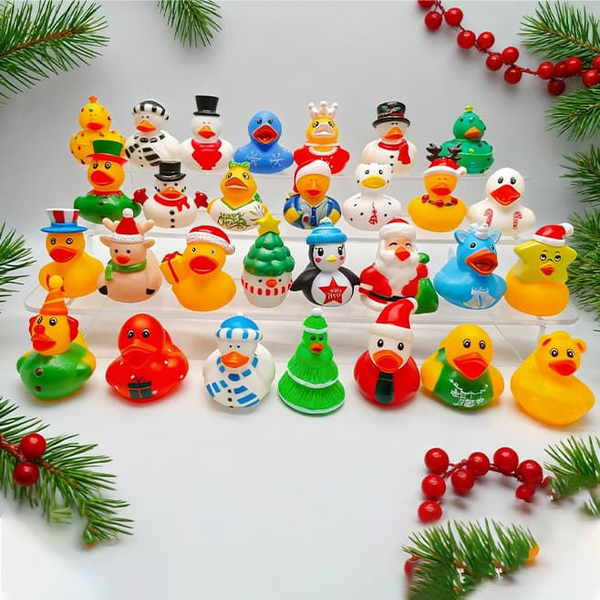 Cross-border Christmas New Bathroom Bathing Cute Little Yellow Duck Beach Water Play Duck Christmas Toy Squeeze Squeaky Toy Duck