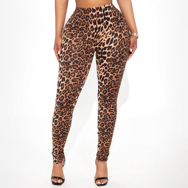 New European and American foreign trade women's tight-fitting high-elastic sexy hot girl fashion versatile printed leopard print pencil pants for small feet trendy