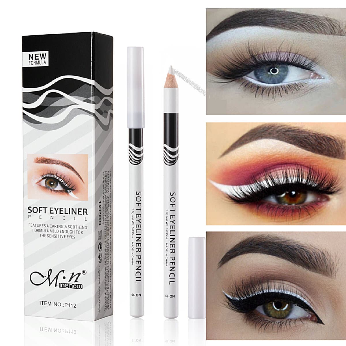 Cross-border Beauty MENOW Meno MN Silkworm Waterproof Matte Pure White Eyeliner High-gloss Pen Eyeliner Glue Pen