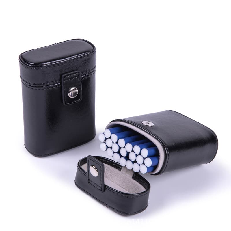 Wholesale Leather Texture Cigarette Case for Men, Lightweight 20-Count Metal Leather-Wrapped Cigarette Case and Holder, Factory Direct