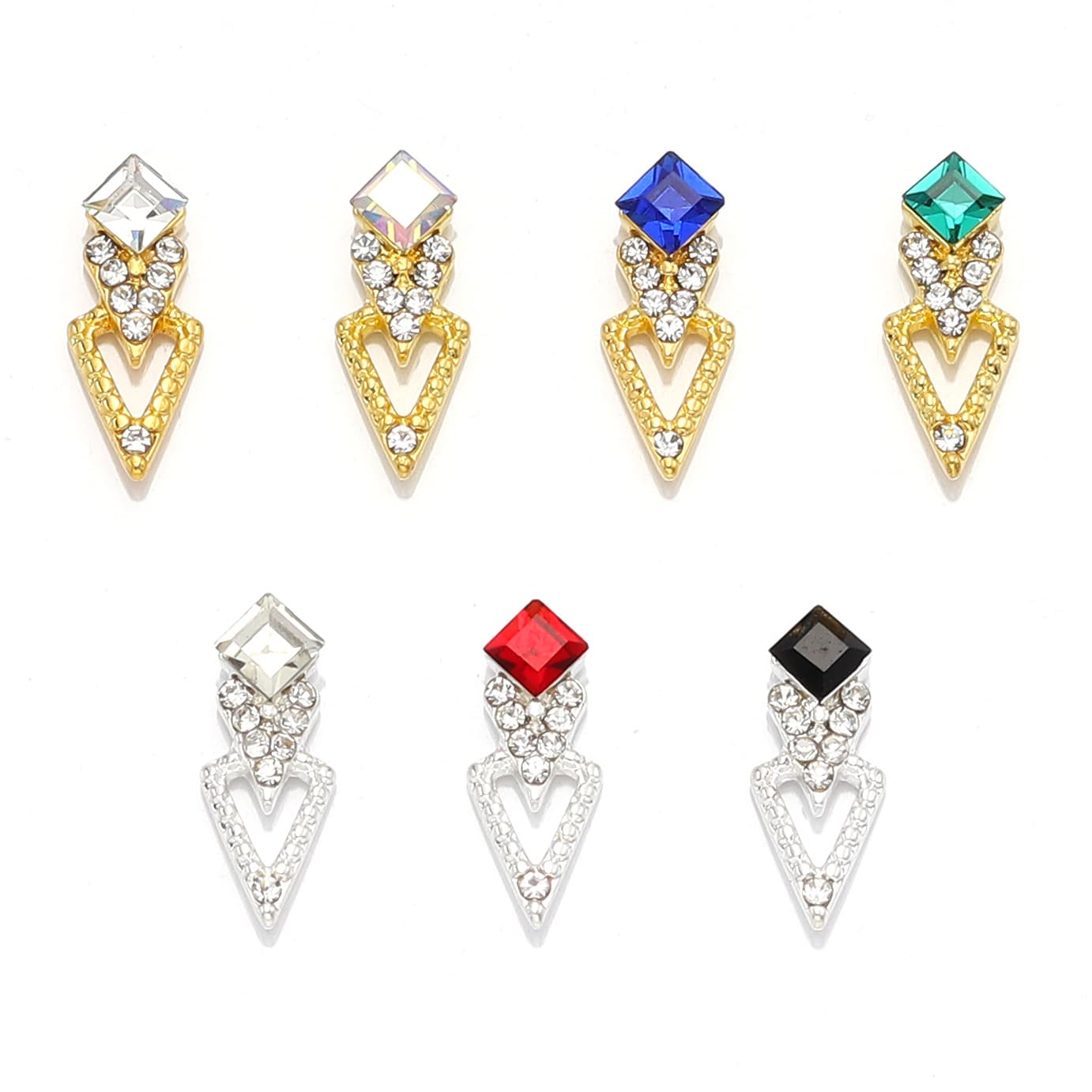 New Cross-Border Alloy Diamond Block Simple Hollow Triangle Iridescent Alloy 3D Nail Art Decoration
