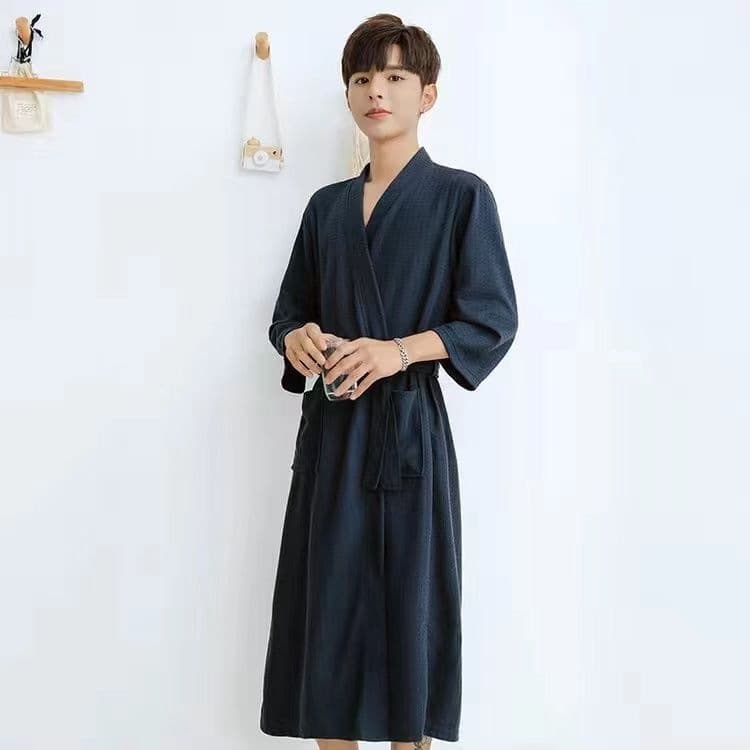 Couple Bathrobe Women's Spring/Autumn Thin Style Men's Plus Size Hotel White Robe Women's Morning Robe Absorbent Bathrobe Summer