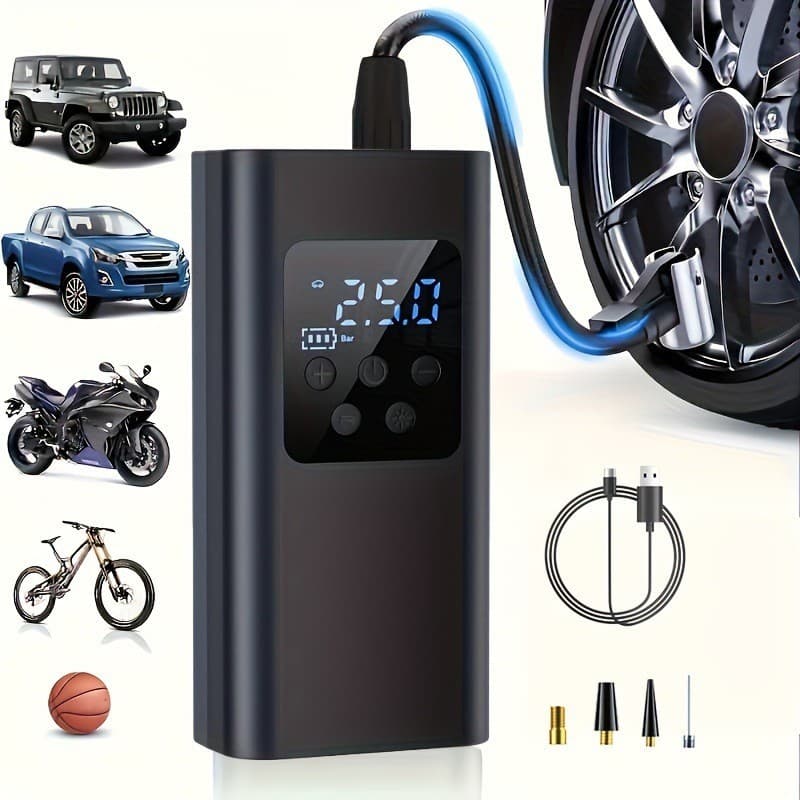 Wireless Digital Display Smart Tire Inflator with Tire Pressure Detection Portable Cross-border