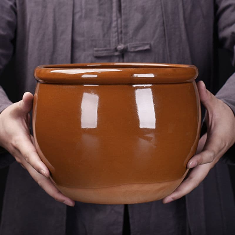 Old-fashioned Large Ten-Jin Clay Pot, Slow-Cooked Soup Pot, Household Stewing Pot, Red Wine Chicken Jar, Extra Large Ceramic Soup Pot