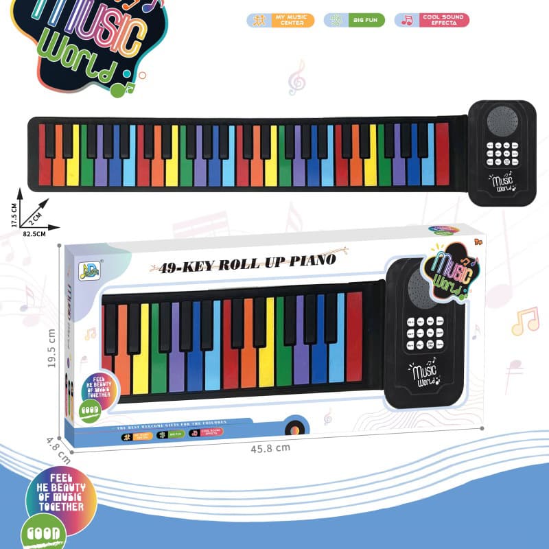 Cross-border Supply Portable Electronic Keyboard 49-Key Foldable Piano Roll-Up Piano Children's Musical Instrument Toy Silicone Soft Piano