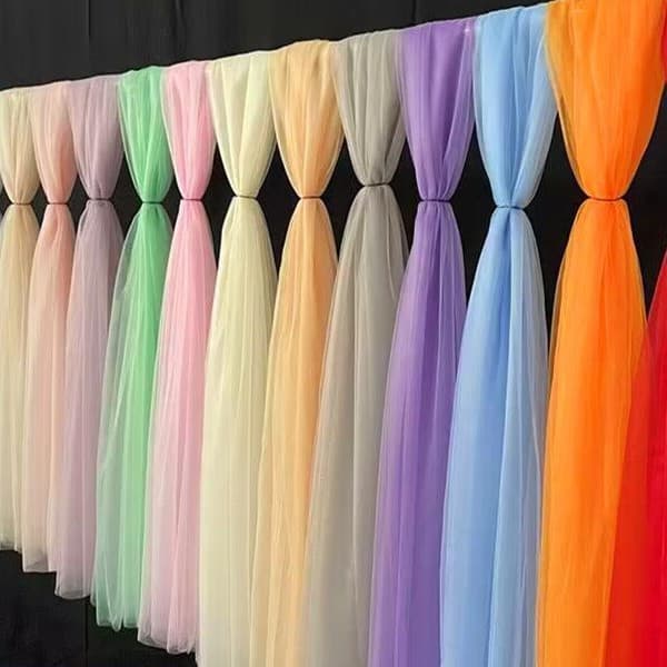 Wedding Chair Back Decoration Gauze Swiss Voile Armrest Background Canopy High-Density Organza Wedding Adornment Mesh