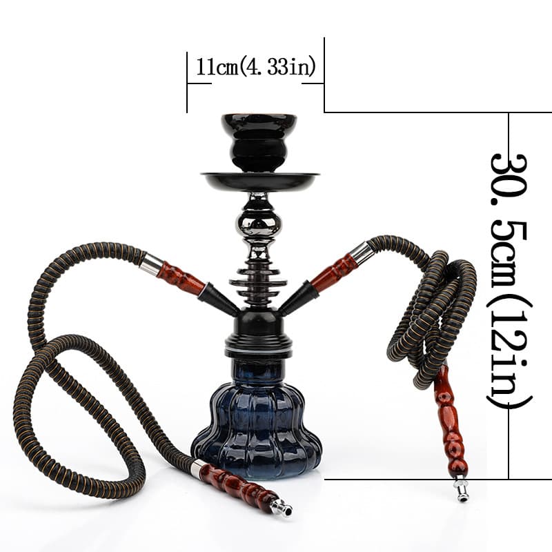 Factory Direct Cross-Border Stock Single and Double Tube Small Flat Bead Hookah Glass Accessories Arabic Hookah Pipe