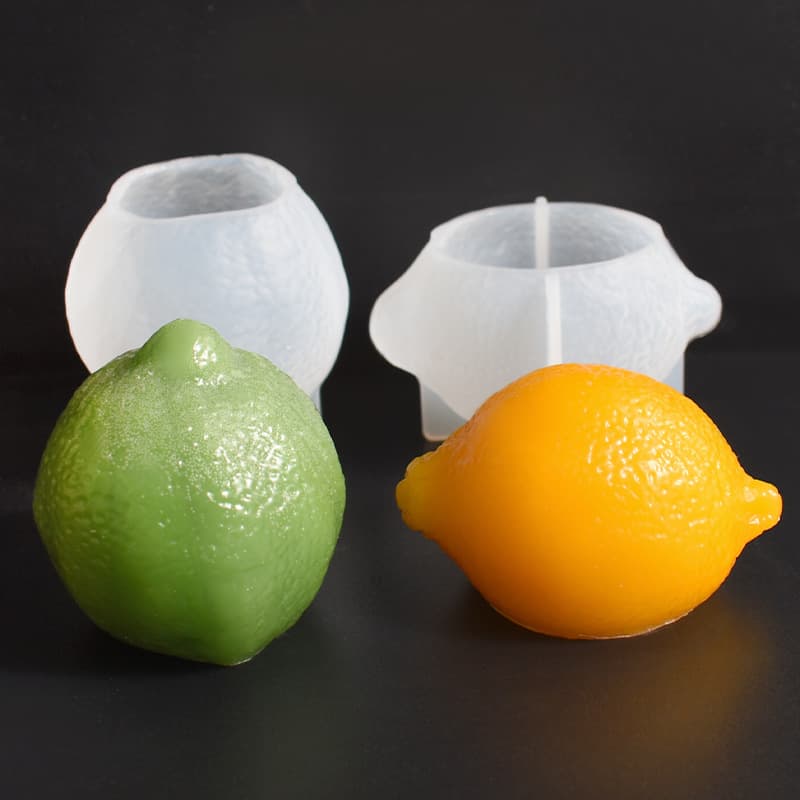 Lemon Candle Mold, Green Lemon Fruit Decoration Plaster Ornament, Grinding Lemon DIY Fruit Shape Silicone Mold