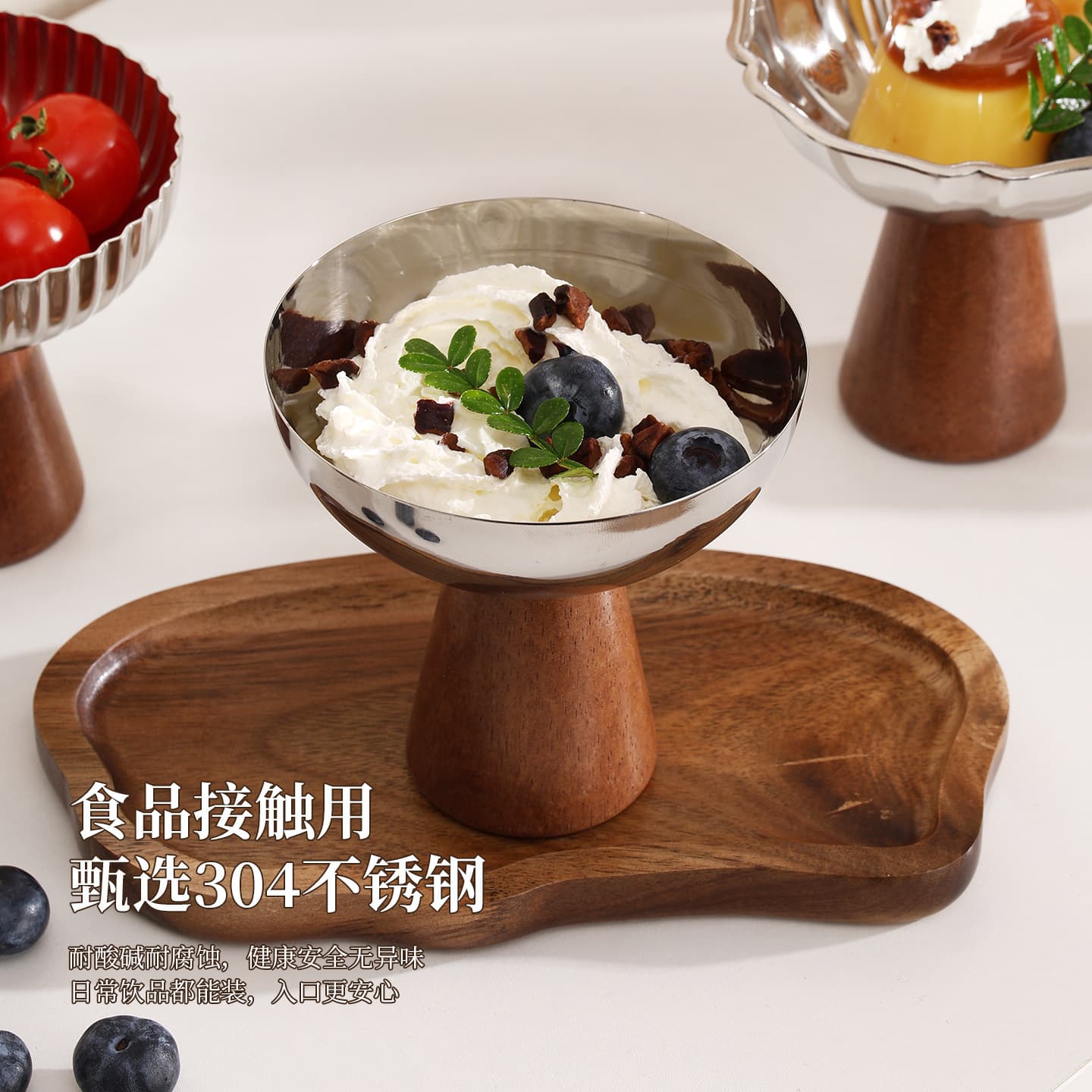 Cross-border Hot Selling 304 Stainless Steel Ice Cream Cup Dessert Bowl Tall and Short Yogurt Bowl Pudding Cup