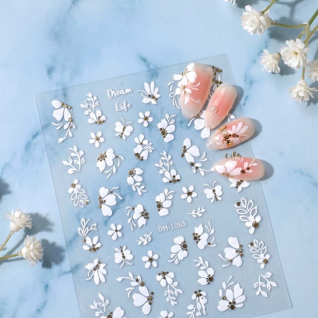 New Summer Nail Art Stickers Butterfly Flowers Leaves Sweet Style Waterproof Hot Stamping Flat DIY Nail Stickers