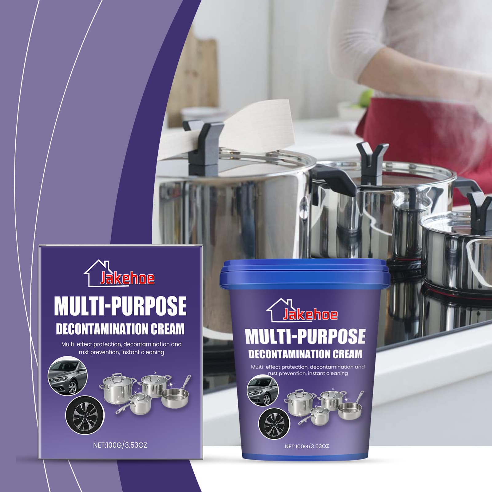 JAKEHOE Kitchen Stainless Steel Cleaning Paste - Gentle Cleaner for Gas Stove and Range Hood Grease and Dirt