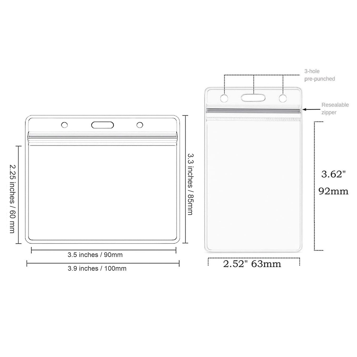 In-Stock Amazon Hot-Selling Transparent PVC Vertical Plastic Card Holder Waterproof ID Badge Holder Gift