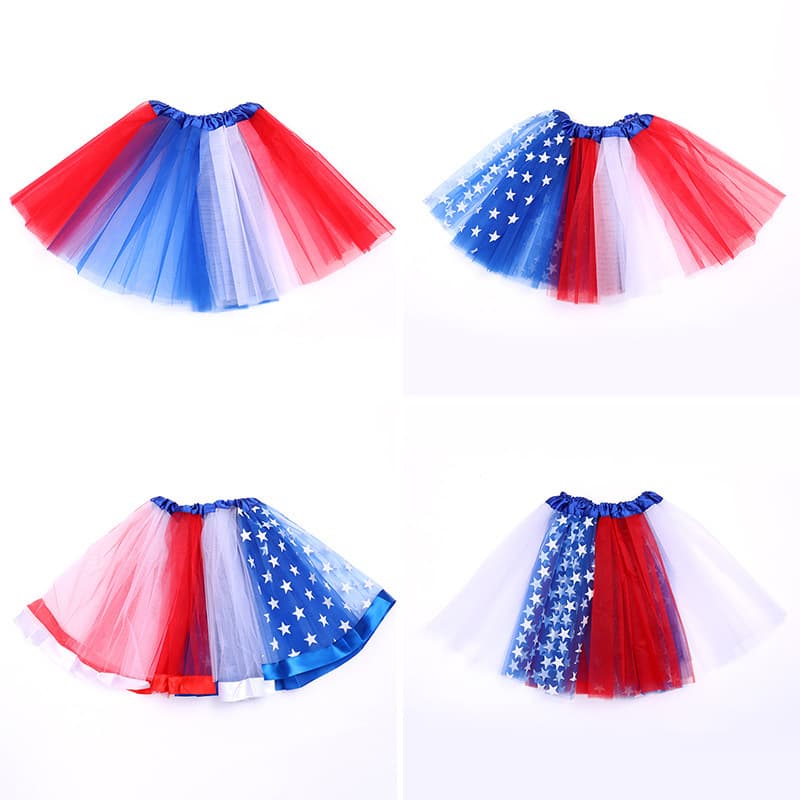 Cross-border Tutu Skirt, European and American Tulle Skirt, American Flag Skirt, Independence Day Star Skirt, Adult Tutu Skirt
