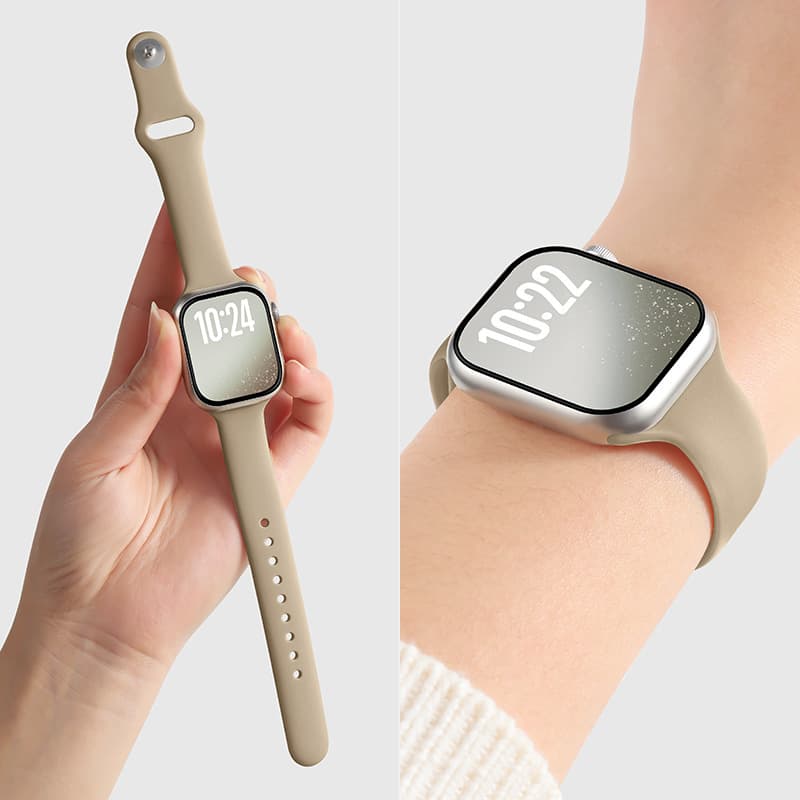 Compatible with Apple Watch Band S10 Women's Premium Slim Silicone Thin SE Strap 9 Sport iWatch 11