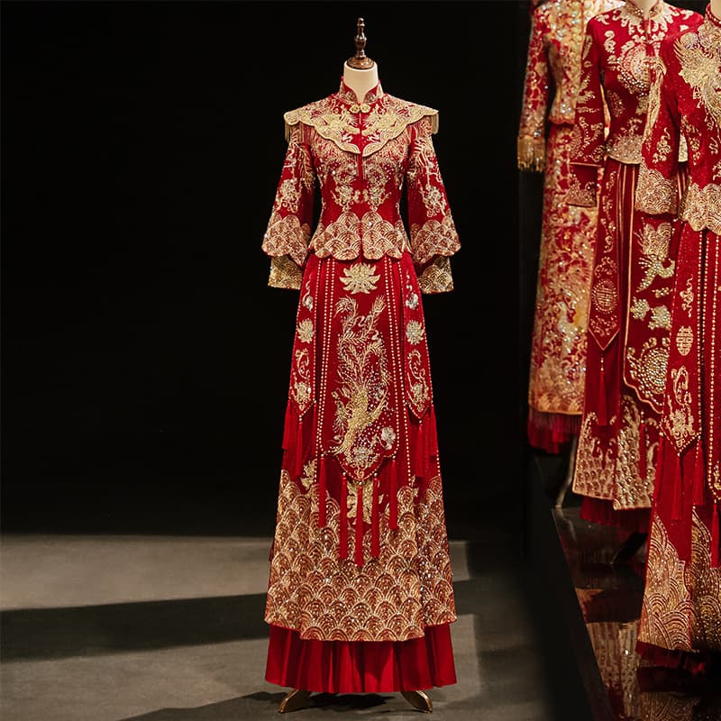 Xiuhe Jacket Cape Style Bride 2026 New Dragon Phoenix Gown Chinese Wedding Dress Wedding Toast Dress Luxurious