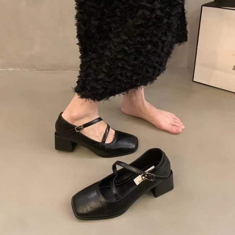Vintage Mary Jane Women's Shoes Brown Bride Wedding Shoes 2026 Spring Autumn New High Heels Chunky Heel Elegant Single Shoes