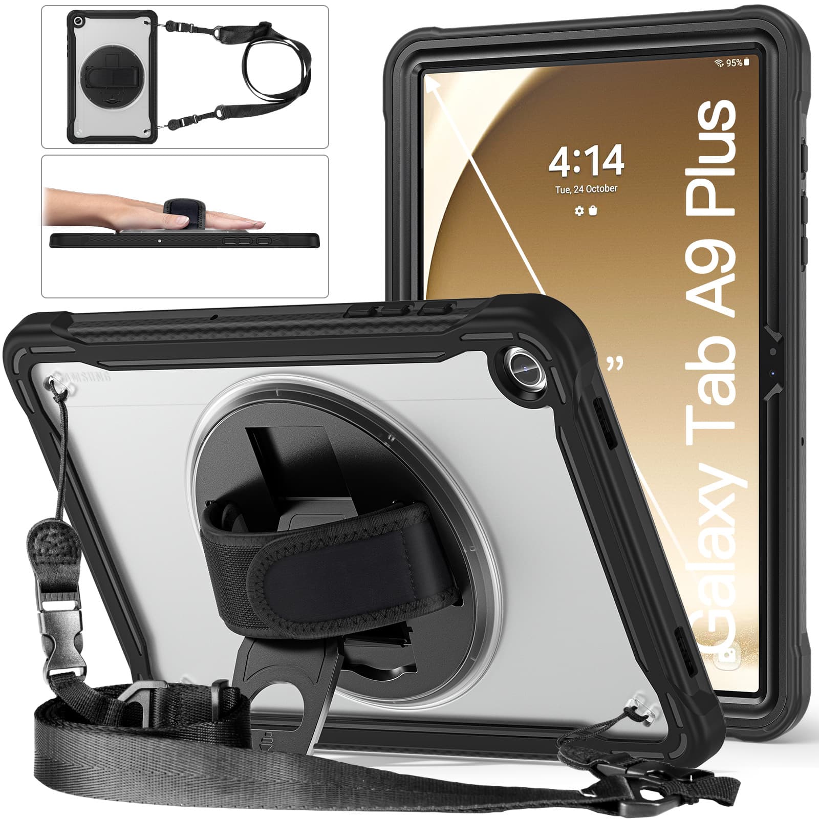Frosted Transparent 360° Rotating Stand Case for Samsung Tab A9+ Plus Tablet 2025 iPad 11th Generation