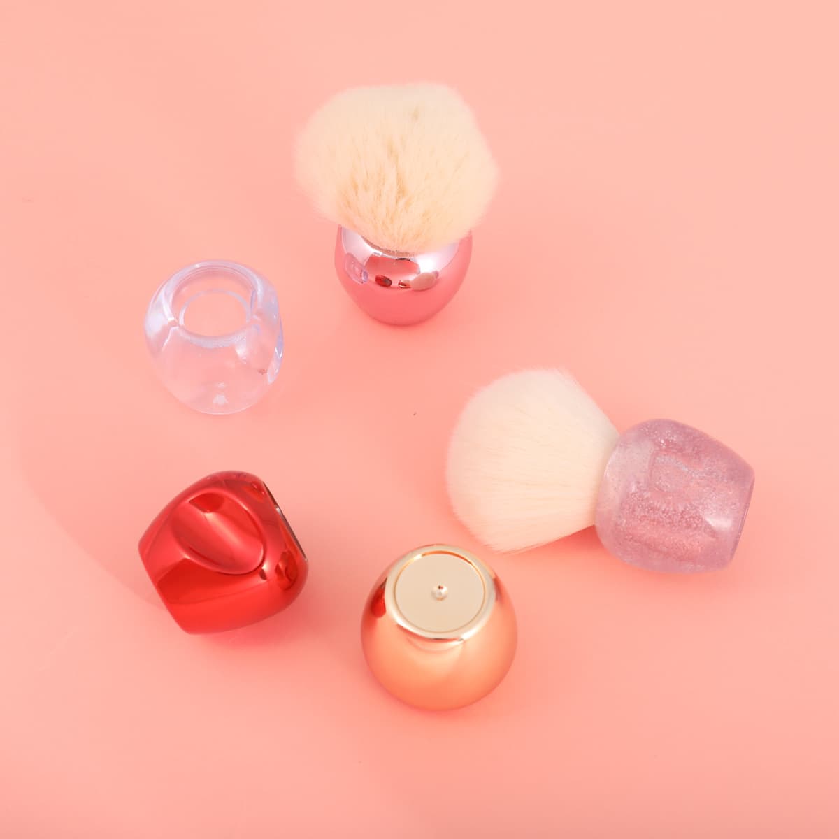 Mini Apple-shaped Loose Powder Makeup Brush Plastic Handle Portable Beginner Multi-functional Makeup Brush Handle Wholesale