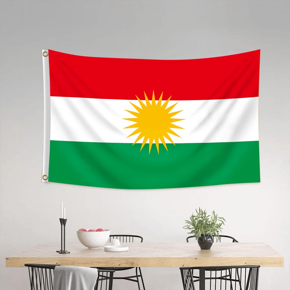 Cross-border Temu Amazon Kurdistan Flag Decorative Hanging Cloth 90*150cm 3x5ft