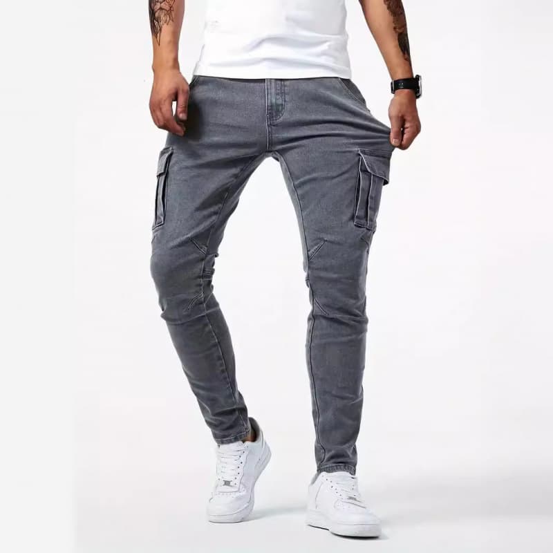 In Stock Amazon 2025 EU/US Cross-Border New Style Men's Jeans with Side Pockets, Slim Fit Skinny Jeans for Men