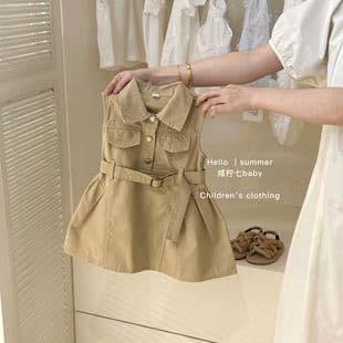 Little Salty Lemon Seven Kids Summer Girls Sleeveless Dress Baby Designer Cargo Skirt Vest Candy Element Trend