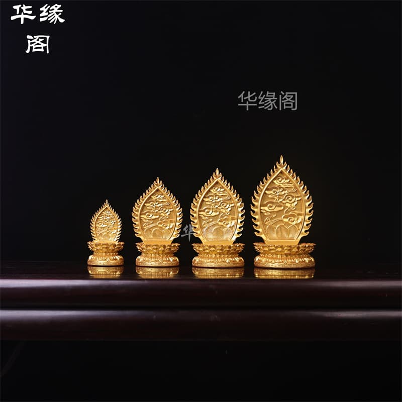 Resin Gilded Golden Guanyin Bodhisattva Buddha Statue Back Buddha Light Lotus Throne Elevated Base Ornament Rosewood Buddhist Shrine Base Stand
