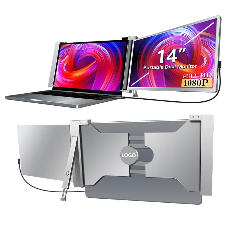 18.5-inch Triple-Screen Portable Monitor with One-Cable Connection and Flip-Cover Design