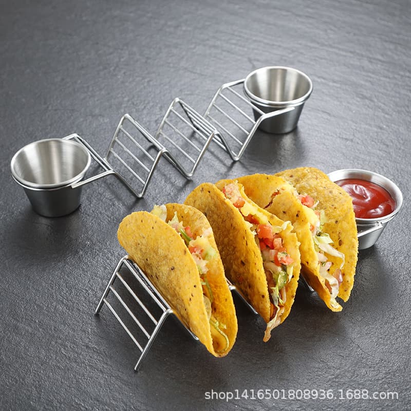 Creative tableware Mexican taco rack stainless steel tortilla rack W-shaped pancake, meat patty, and taco rack display rack
