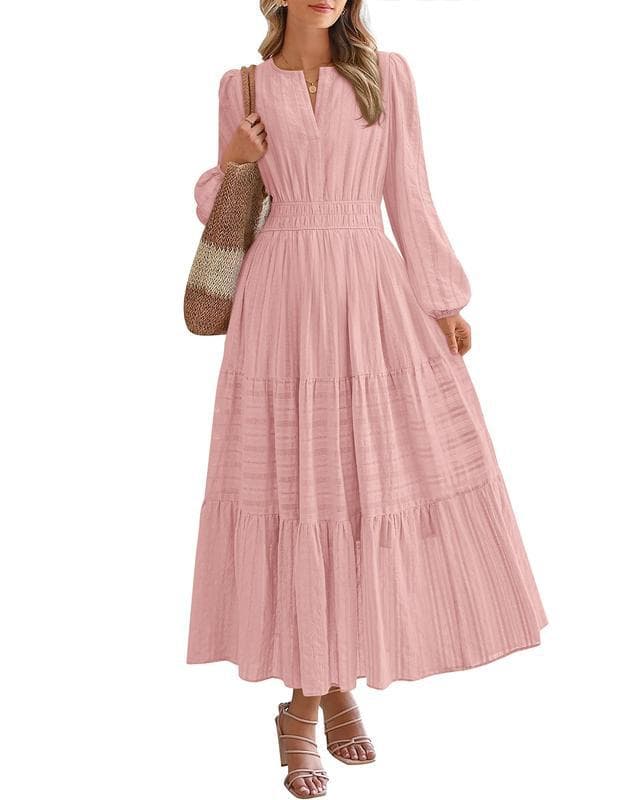 Fall Dresses for Women Casual Long Sleeve V Neck