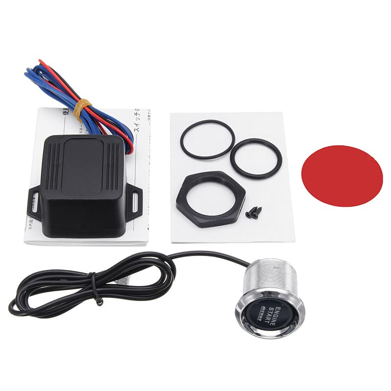 Car Modification 12V One-Key Start System Switch Accessory Key One-Key Start Button Blue LED