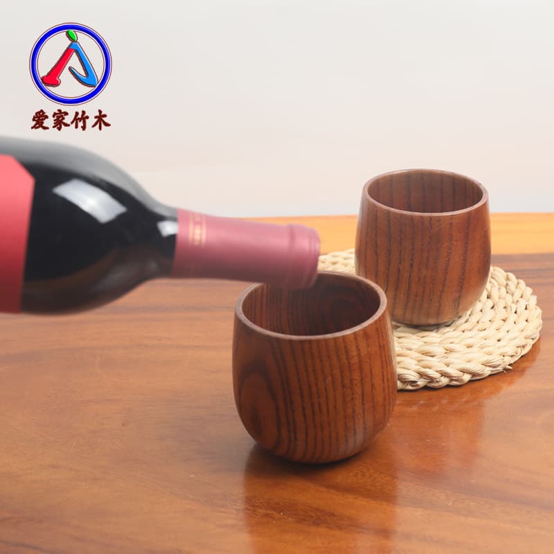Wholesale Wooden Cup - Sour jujube wood water cup, retro-style cross-grain wooden enlarged belly cup, internally carbon-fired red wine glass.