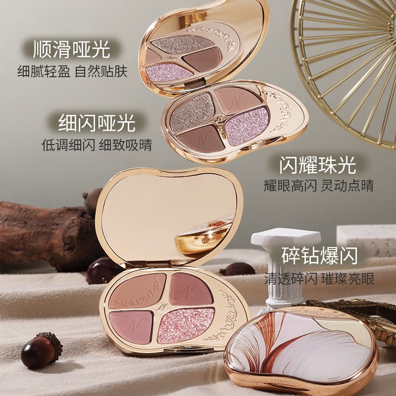 Vinnie Bear Star Shimmer Eyeshadow Palette, Multi-Use 4-Color Matte Diamond Eyeshadow Palette, Multi-Color Large Palette