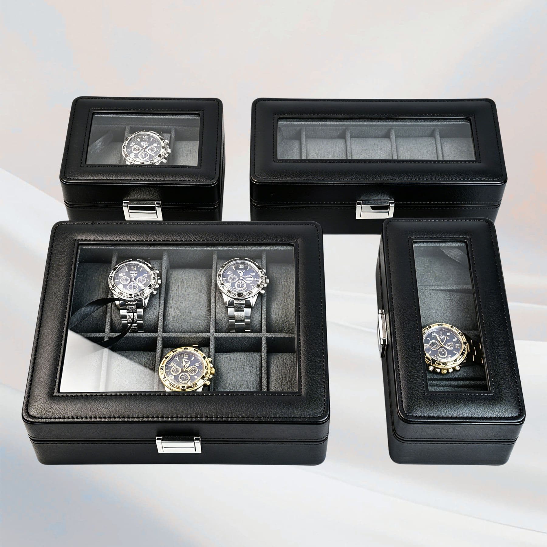 Watch Storage Box Cross-Border Supply 12-Slot Watch Jewelry Box Large Capacity Leather Watch Display Case
