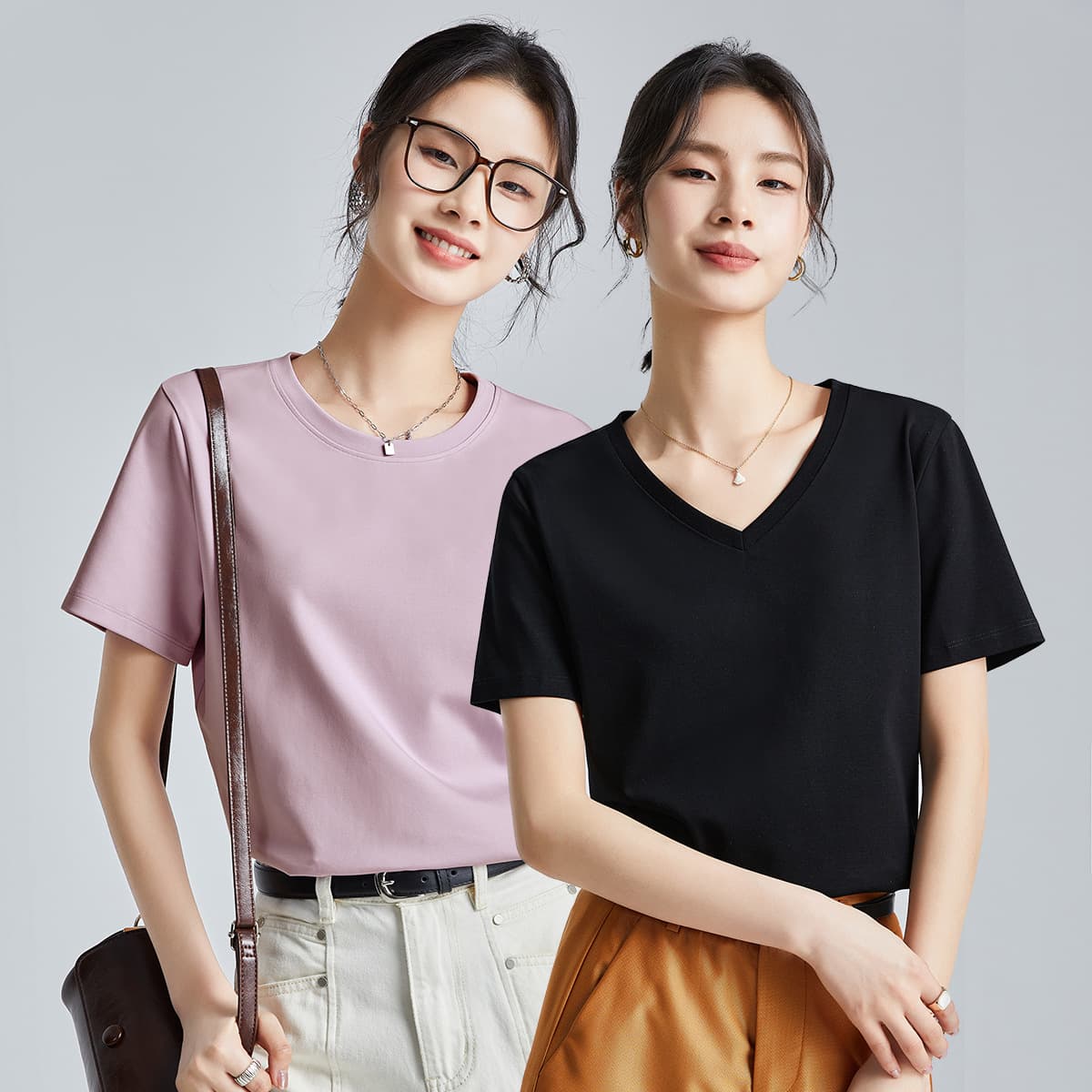 80-Count Double-Sided Mercerized Cotton Slim-Fit Simple White Short-Sleeve T-Shirt for Women, Summer 2026 New Round-Neck Base Shirt