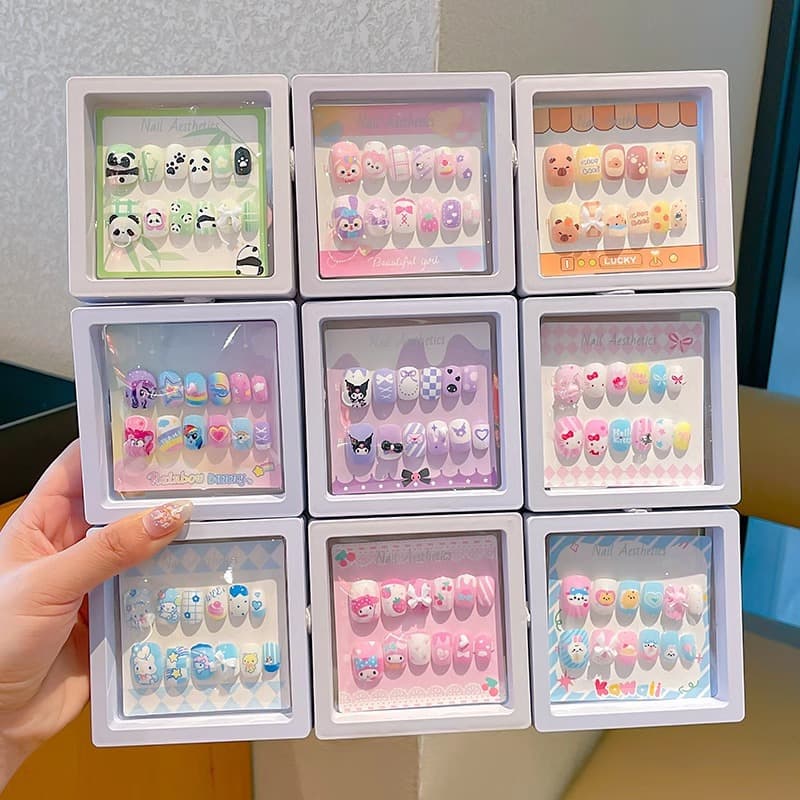 Cartoon Star Kids Wearable Nail Stickers Baby Safe Non-toxic Princess Theme Waterproof Removeable Cute Sweet Short Style