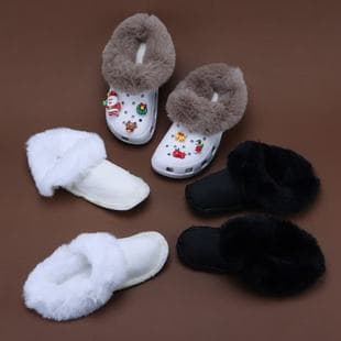Cross-Border Croc Shoe Cotton Sleeve Fleece-Lined Warm Sock Liner Fur Liner Detachable Washable Winter Croc Shoes Wholesale