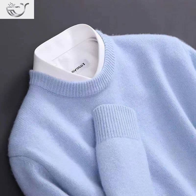 Round Neck Wool Sweater Men Batwing Oversized Knit Base Layer Autumn Winter New Long Sleeve Top