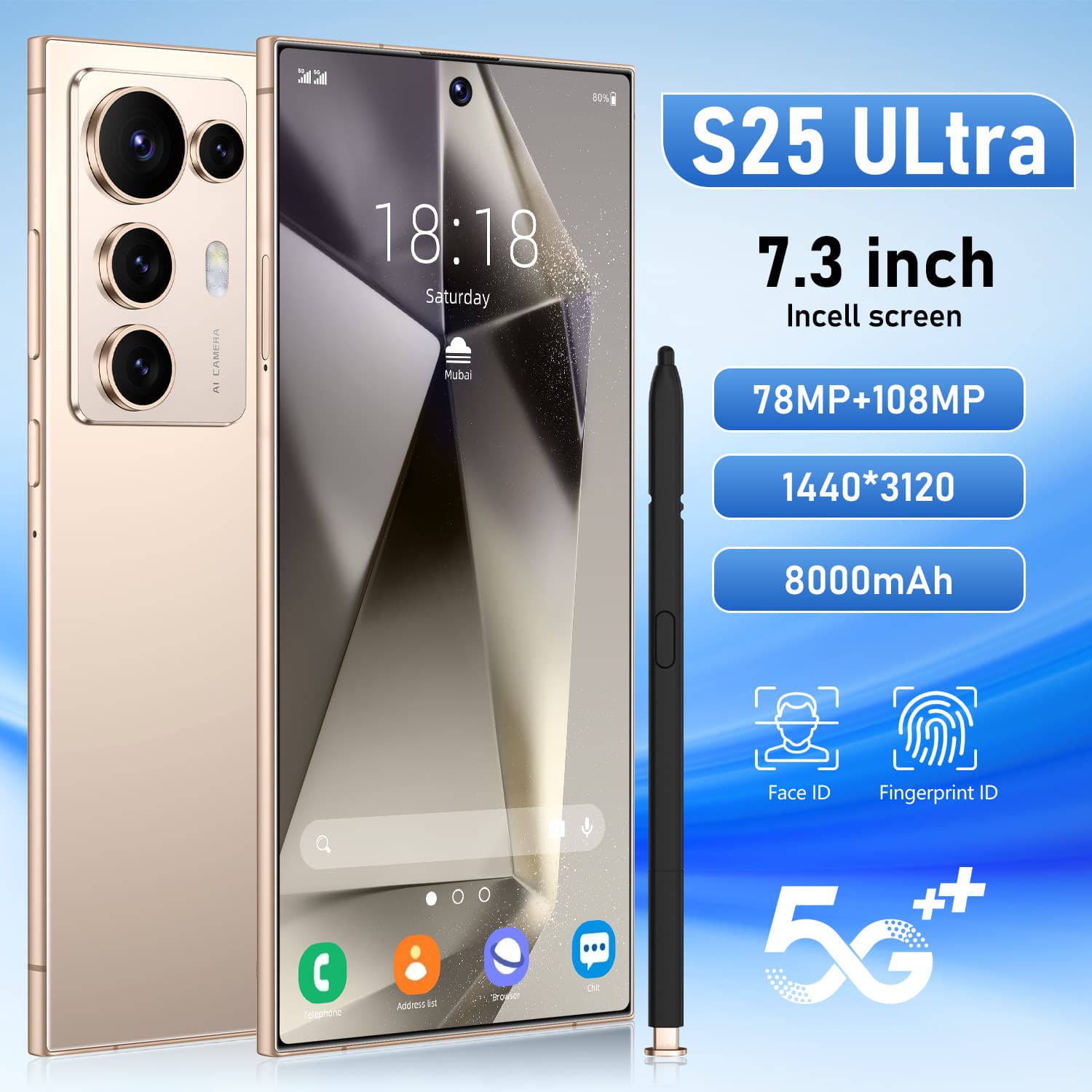 S25Ultra cross-border large-screen smartphone 7.3 inches with built-in pen ready-made mobile phone TK/TM can be shipped on behalf of