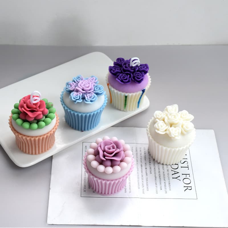 New Style Personalized Muffin Cup Flower Candle Silicone Mold, Simulated Cake Korean Candle Ins Decoration Mold