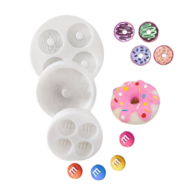 Donut, Chocolate Bean, Gummy Shape Fondant Chocolate Baking Kitchen Silicone Mold