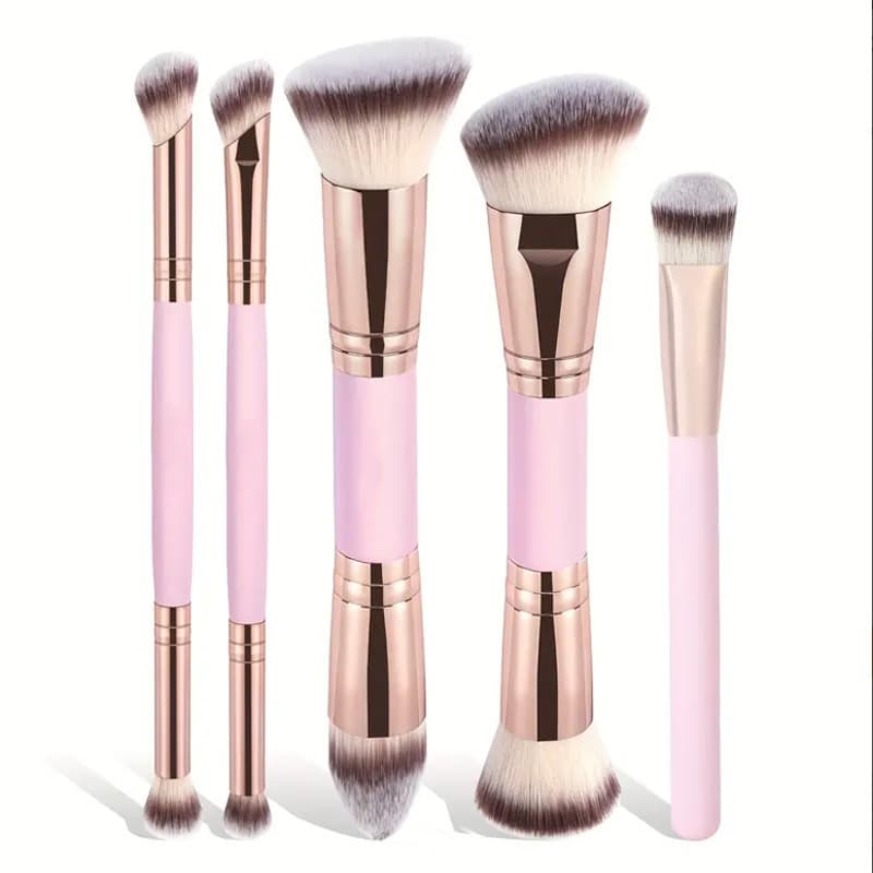 Cross-border 5-Piece Dual-Ended Makeup Brush Set: Foundation, Blush, Three-Color Contour, and Powder Brush for Drop Shipping